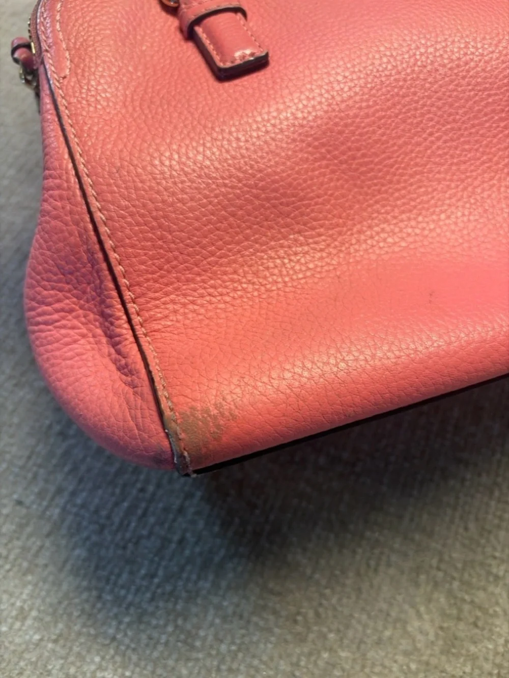 Kate Spade New York Coral Pebbled Leather Satchel Top Handle Bag